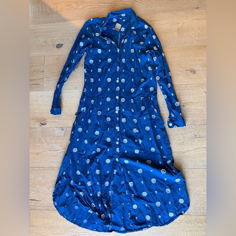 Blue Floral Women's Dress Vintage Hand Made Boutique